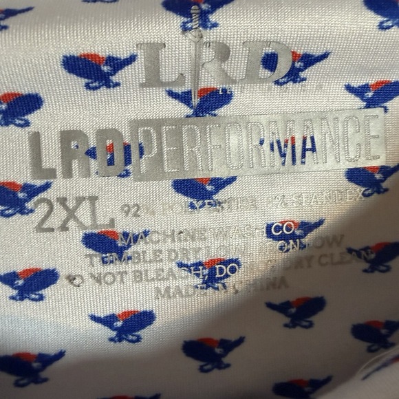 LRD Performance Golf Polo Shirt Mens 2XL White Eagle All Over Print Casual - Picture 3 of 7